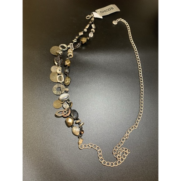 NWT Chico's Chunky Mixed Metal Chain Belt Womens SZ 24-46 Silver Gold Boho - Picture 5 of 5